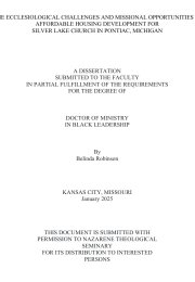 The Ecclesiological Challenges and Missional Opportunities in Affordable Housing Development for Silver Lake Church in Pontiac, Michigan