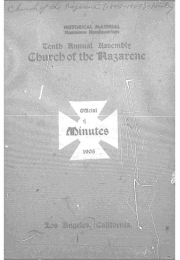 Tenth Annual Assembly Church of the Nazarene Official Minutes 1905