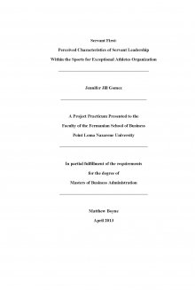 Servant First: Perceived Characteristics of Servant Leadership Within the Sports for Exceptional Athletes Organization