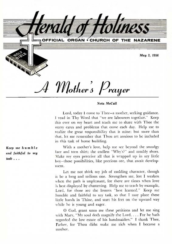 Title Page of Herald of Holiness - May 2, 1956