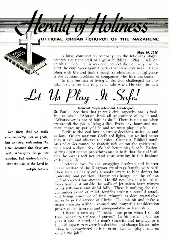 Title Page of Herald of Holiness - May 30, 1956