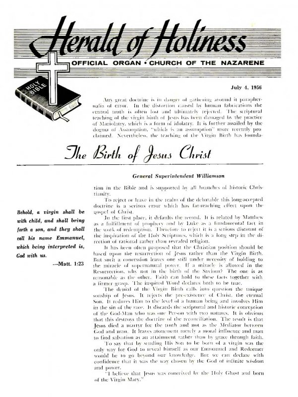 Title Page of Herald of Holiness - July 4, 1956