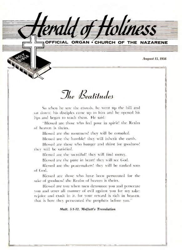 Title Page of Herald of Holiness - August 15, 1956