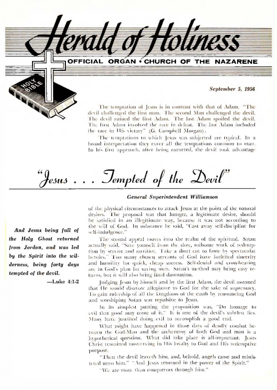 Title Page of Herald of Holiness - September 5, 1956