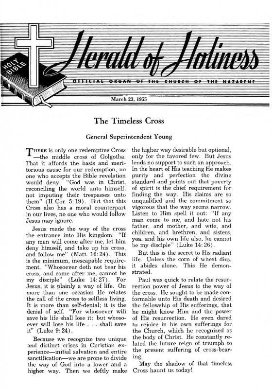 Title Page of Herald of Holiness - March 23, 1955