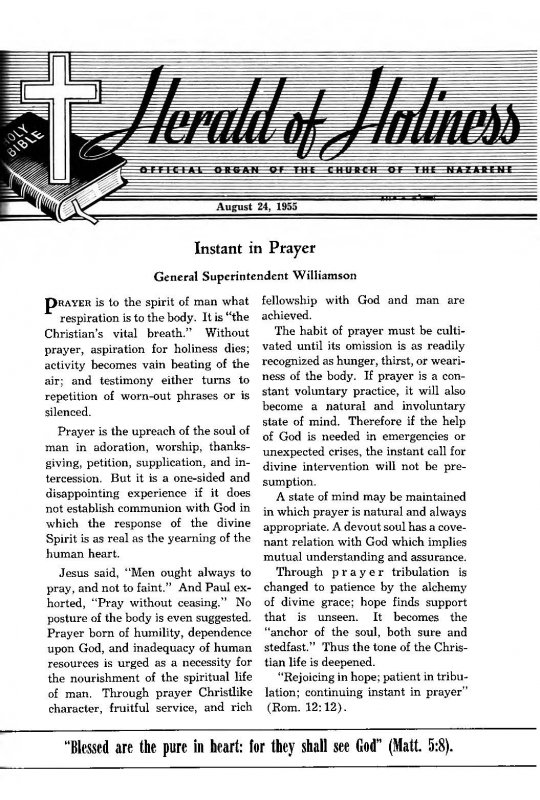 Title Page of Herald of Holiness - August 24, 1955.