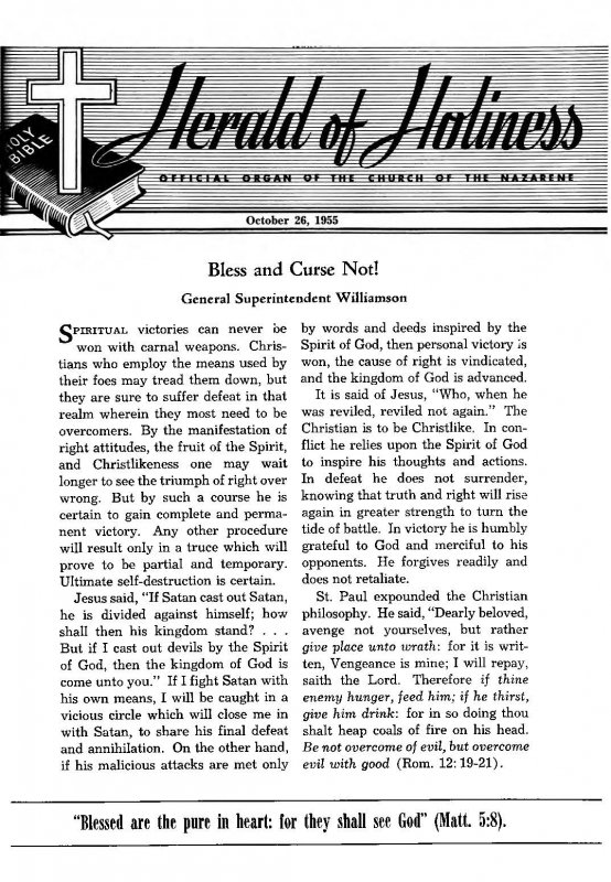 Title Page of Herald of Holiness - October 26, 1955