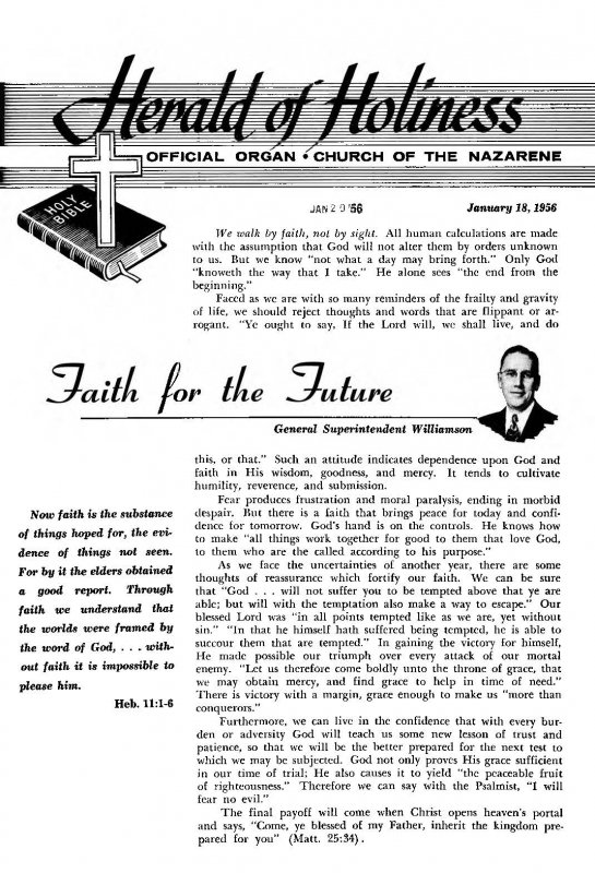 Title Page of Herald of Holiness - January 18, 1956