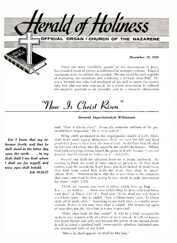 Title Page of Herald of Holiness - December 19, 1956