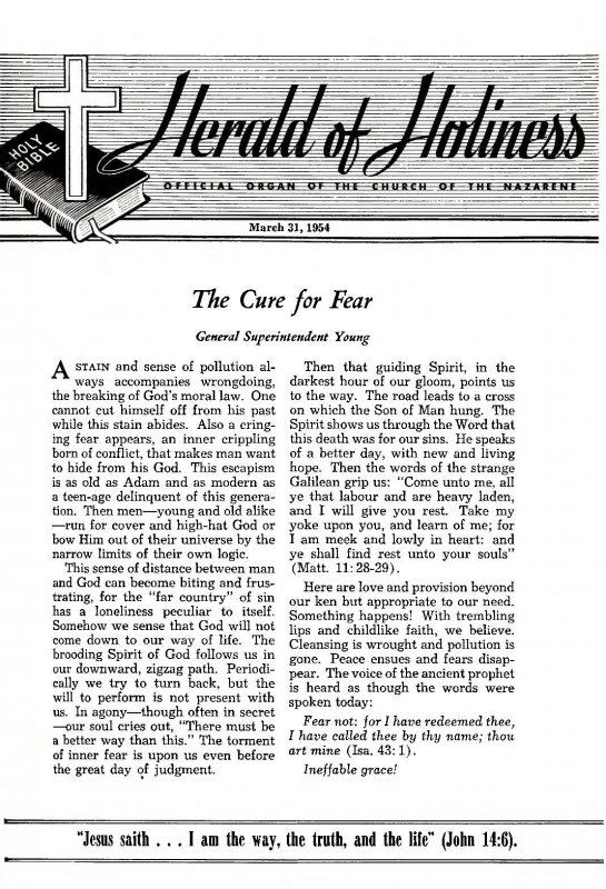 Title Page of Herald of Holiness - March 31, 1954