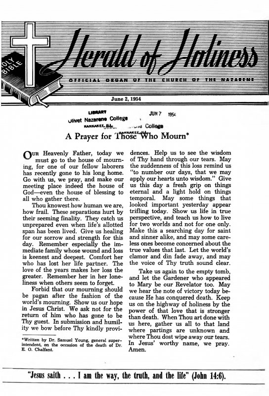 Title Page of Herald of Holiness - June 2, 1954