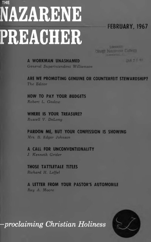 Title Page of Nazarene Preacher