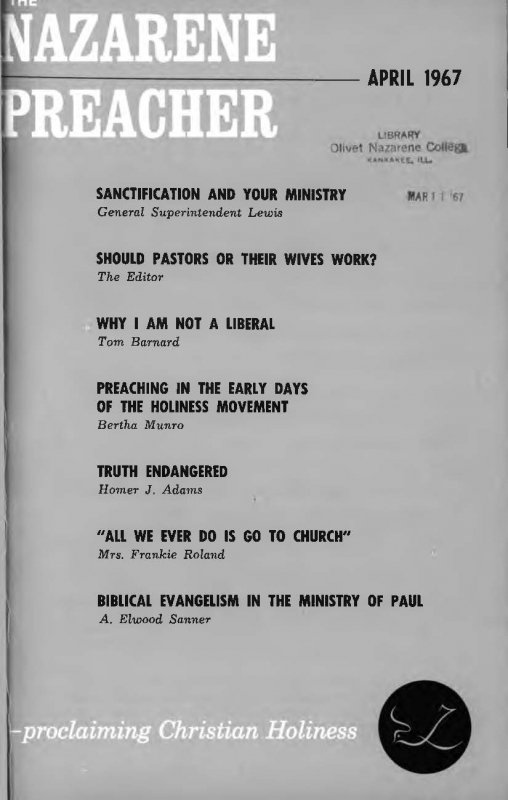 Title Page of Nazarene Preacher