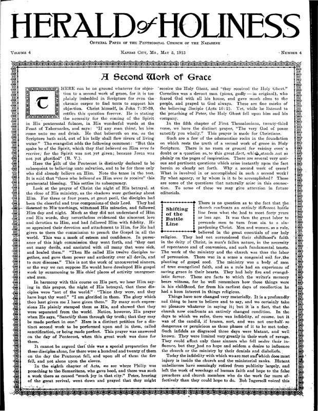 Title Page of Herald of Holiness - May 5, 1915