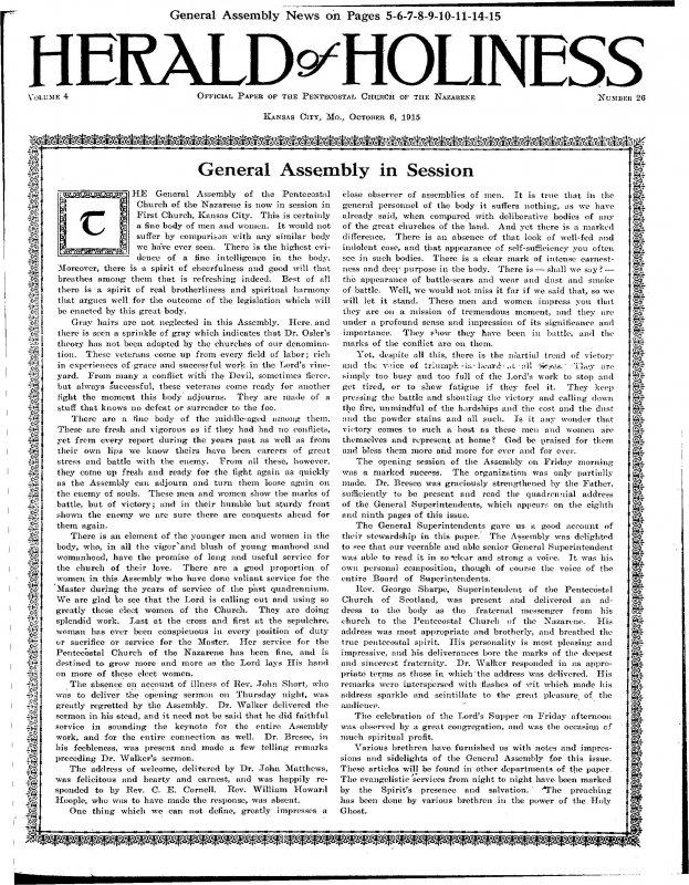 Title Page of Herald of Holiness - October 06, 1915