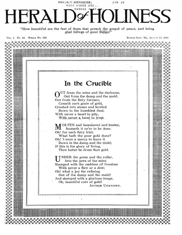 Title Page of Herald of Holiness - August 23, 1916