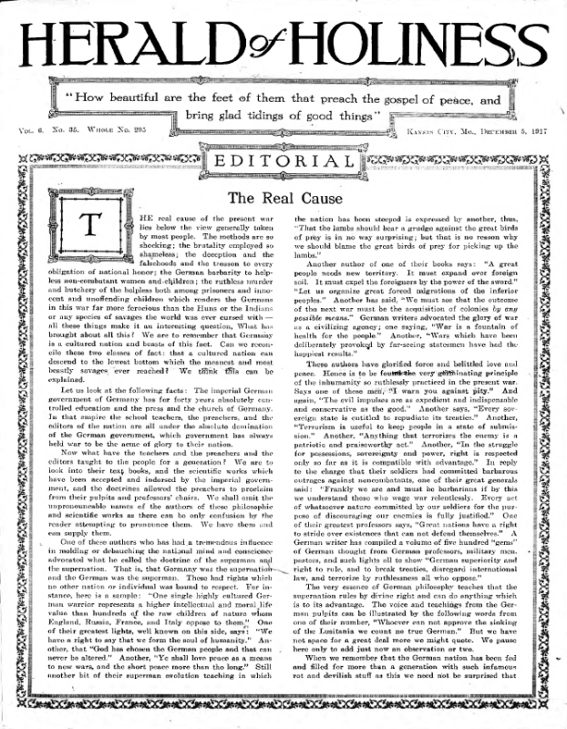 Title Page of Herald of Holiness - December 5, 1917