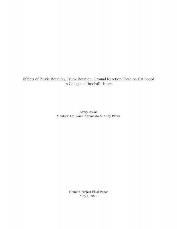 Effects of Pelvic Rotation, Trunk Rotation, Ground Reaction Force on Bat Speed in Collegiate Baseball Hitters