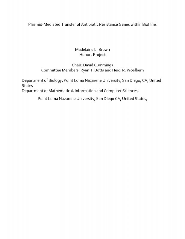 Plasmid-Mediated Transfer of Antibiotic Resistance Genes within Biofilms