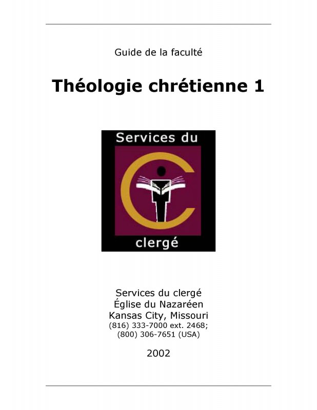 Théologie chrétienne 1 (Guide de la faculté)