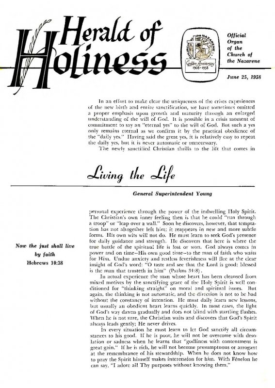 Herald of Holiness - June 25, 1958