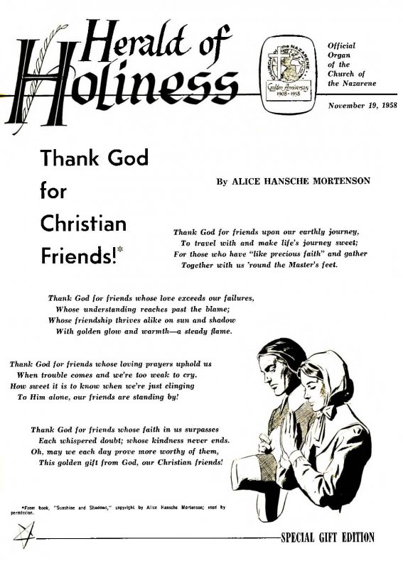 Herald of Holiness - November 19, 1958