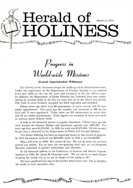 Herald of Holiness - March 11, 1959