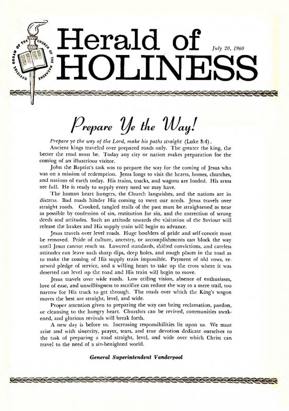 Herald of Holiness - July 20, 1960