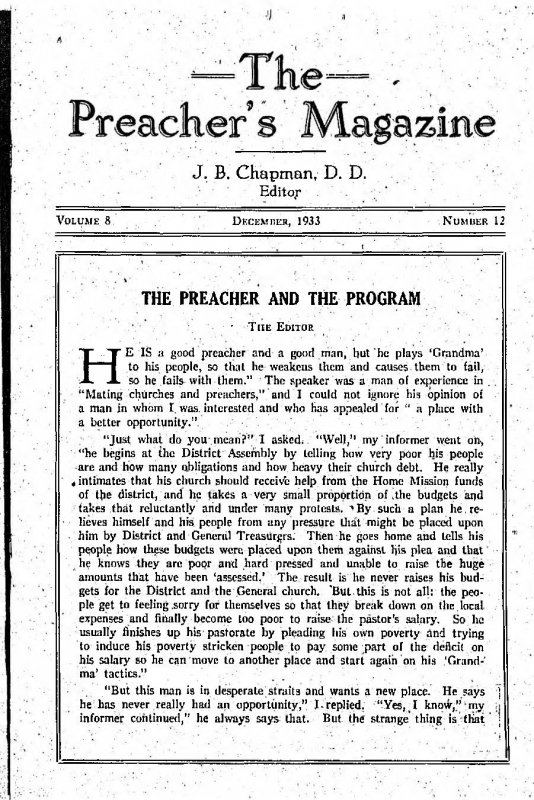 Preacher's Magazine December 1933