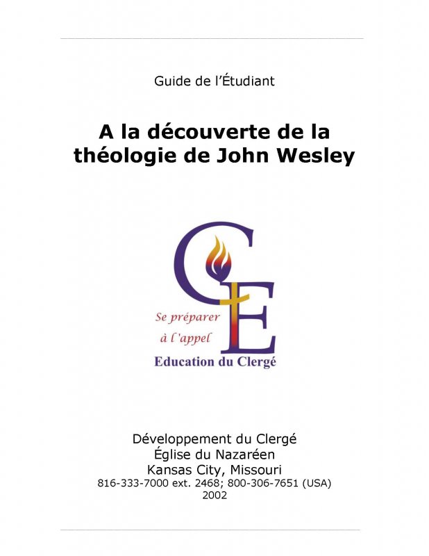 À la découverte de la théologie de John Wesley (Guide de l’étudiant)