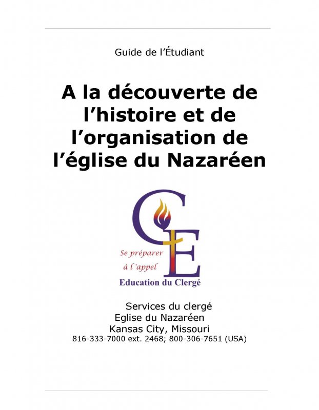 Histoire et organisation de l’Église du Nazaréen (Guide de l'étudiant)